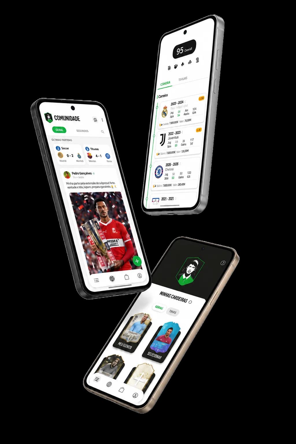 Telas do app Our Soccer Career