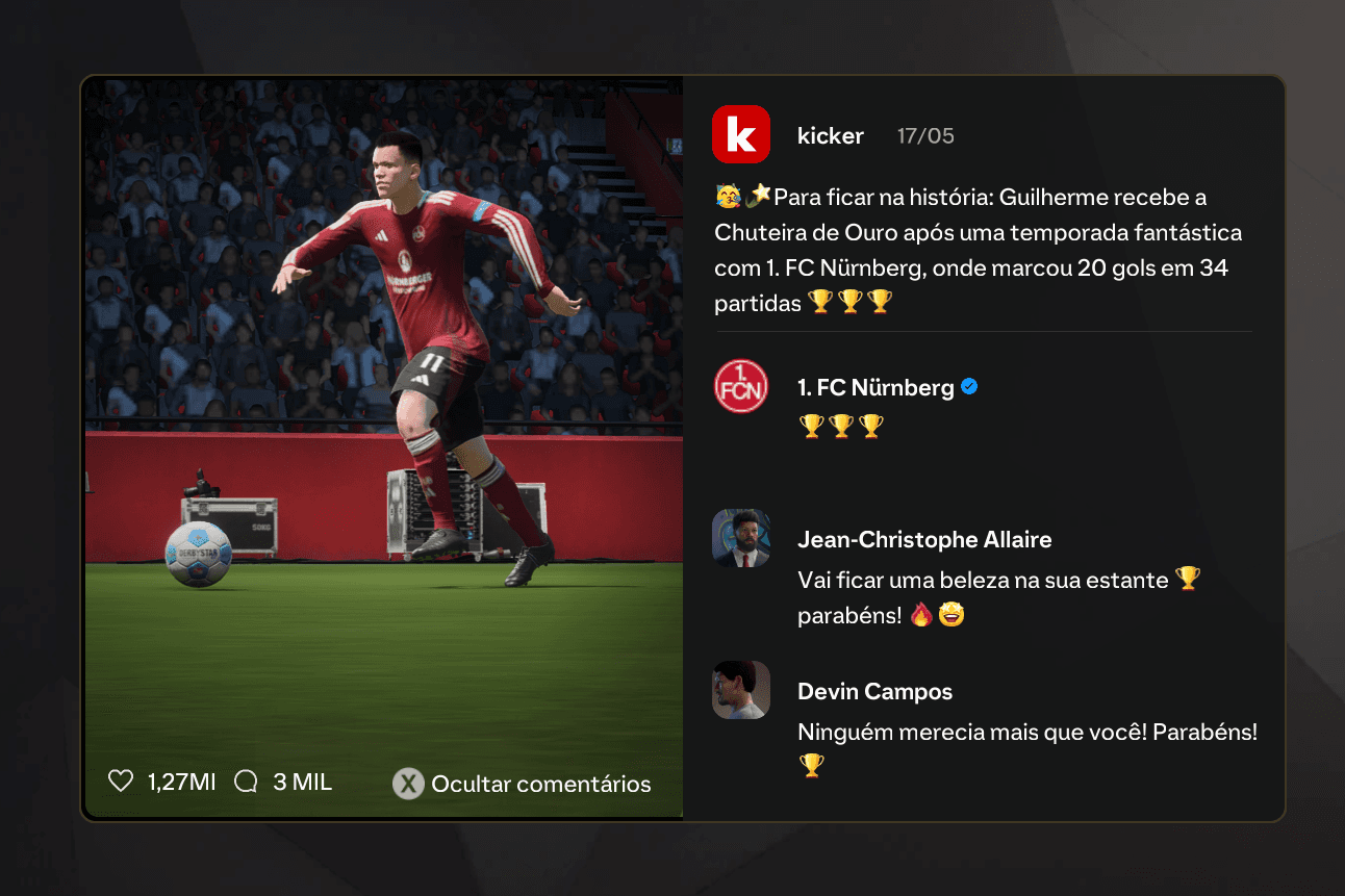 2 prêmios em um único dia kkk. Essa premiação é pelo clube, o Nürnberg foi o time que me abriu as portas para o futebol europeu. Depois d…