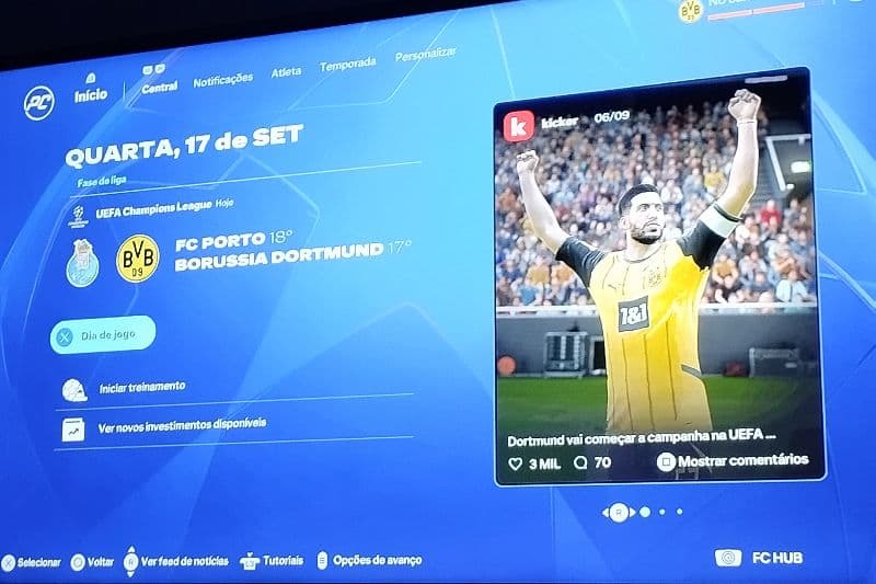 Começa a primeira rodada da Champions league Borussia dortmund X FC Porto