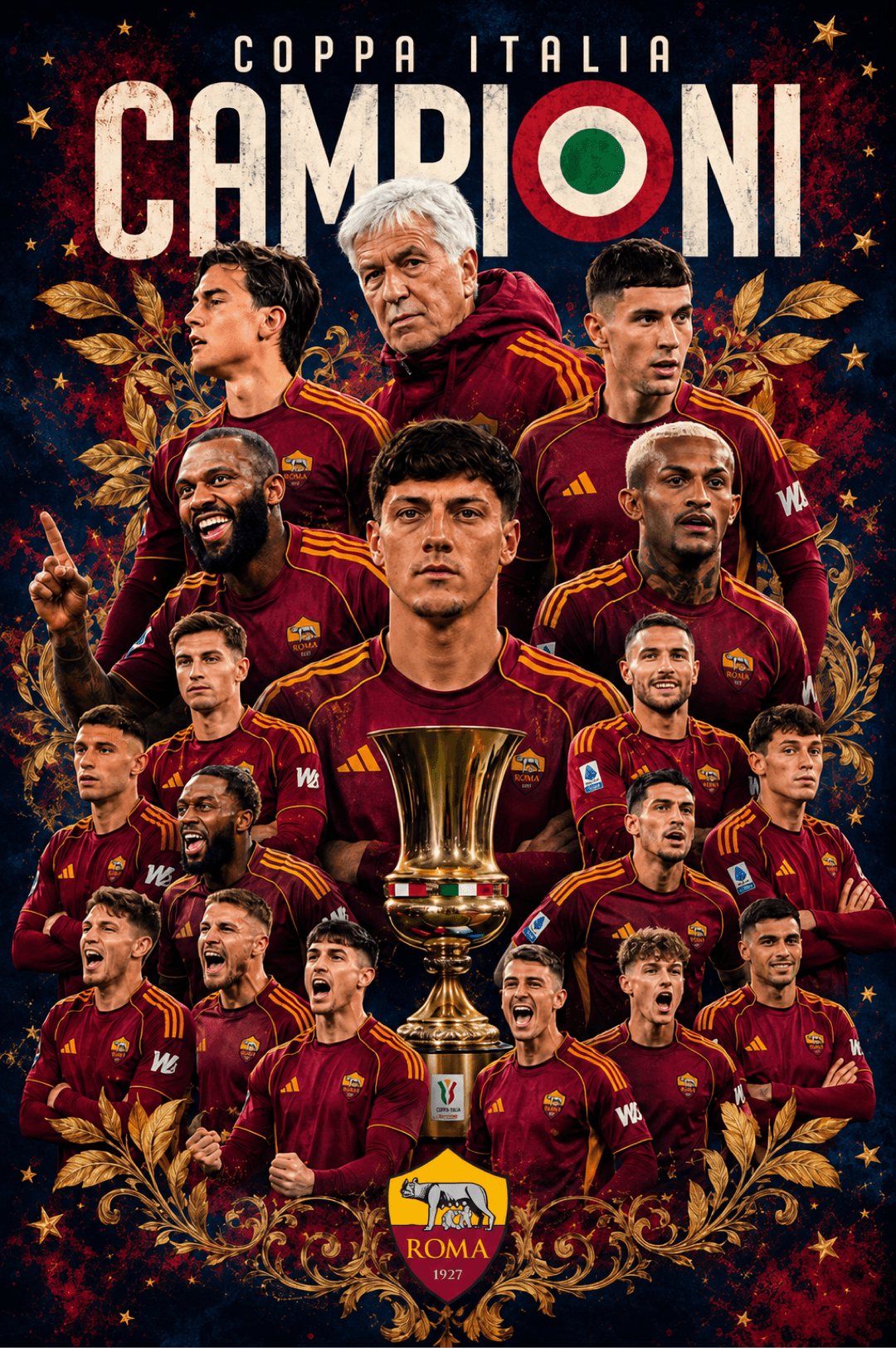 CAMPEÃ DA COPA ITÁLIA! 🇮🇹🧡 Roma conquista a Copa após final complicadíssima contra o Milan onde venceu por 1x0, Roma foi derrotada pel…