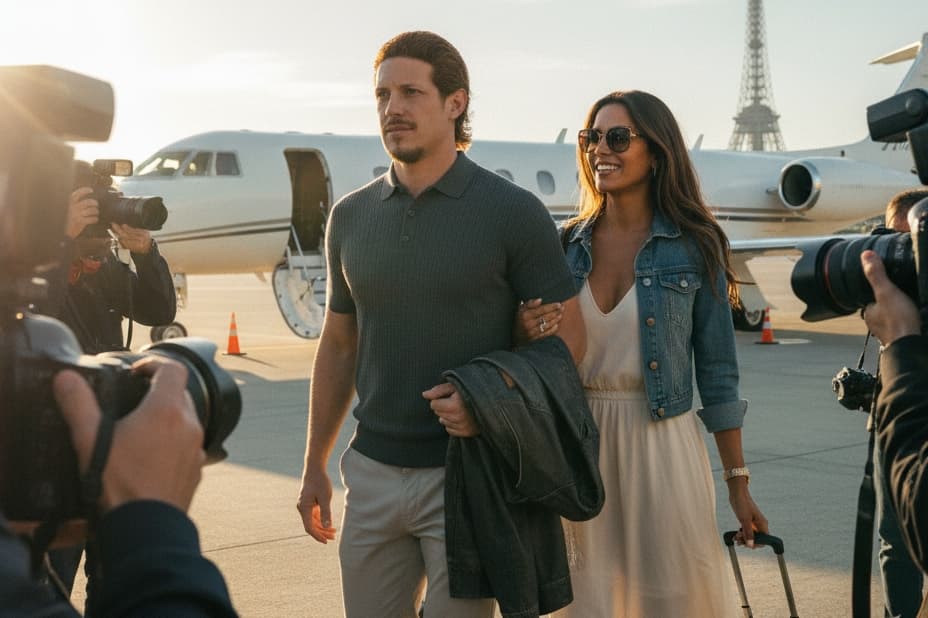 Gabriel Menendez é visto com sua esposa chegando de avião na França para assinar com novo time Palpites de qual será a nova equipe de Gab…