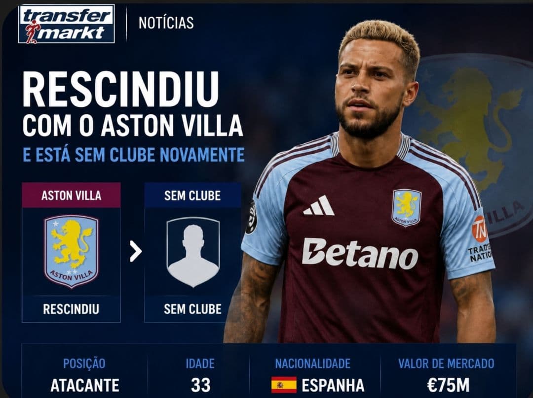 Rodryguez rescinde com o Aston Villa por motivos pessoais e está livre no mercado aos 33 anos. Clubes europeus monitoram situação.