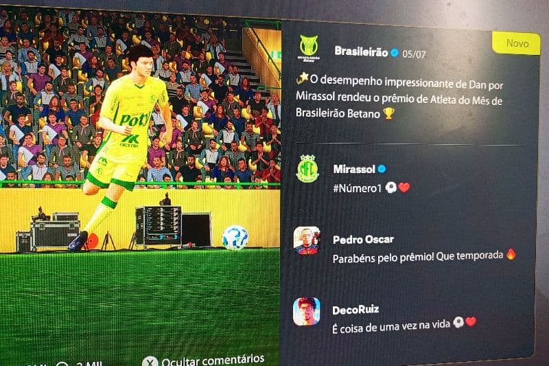 Fui eleito o jogador do mês do Brasileirão, o esforço vale a pena 💪🏻🙏🏻🙏🏻