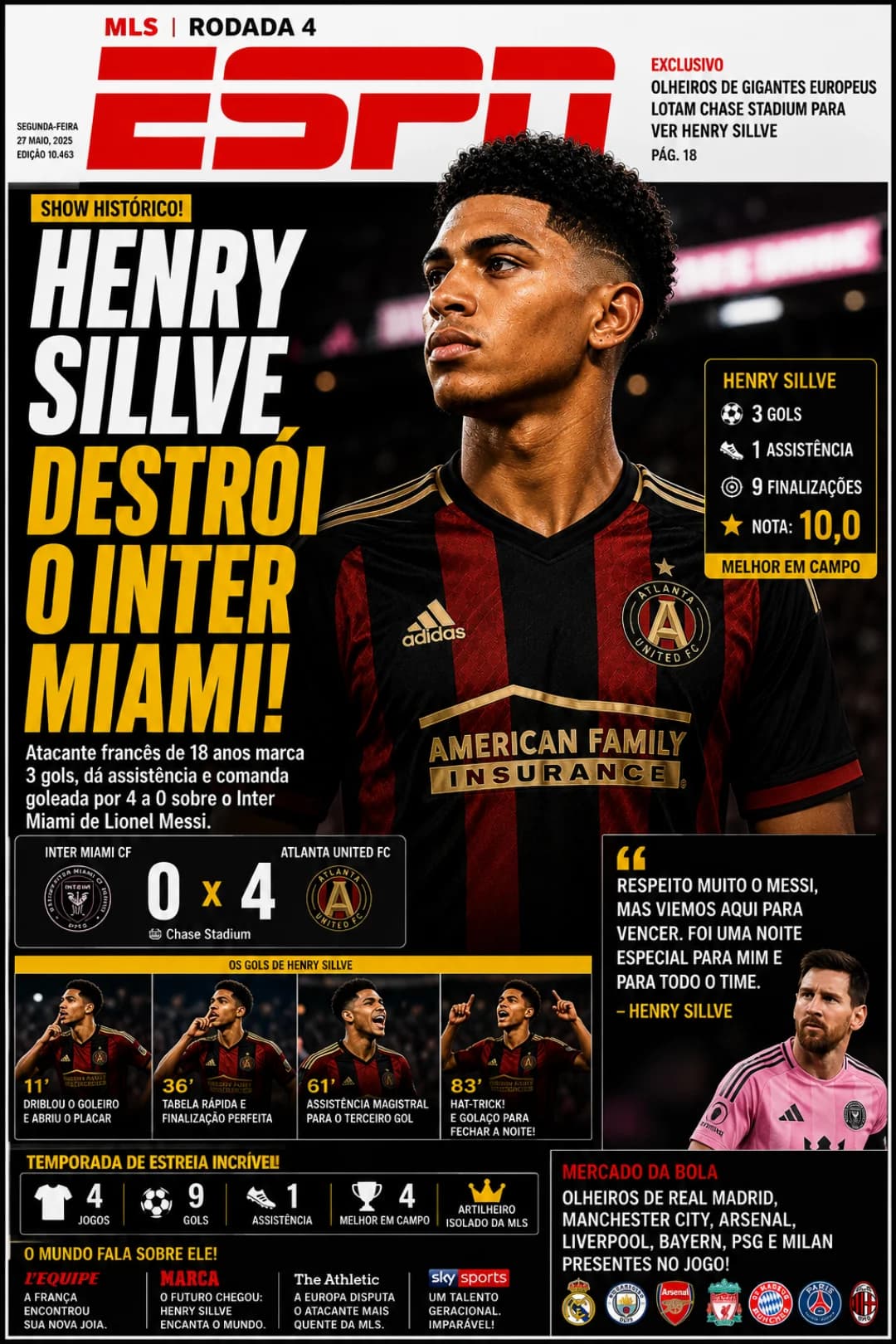 🌍 Manchetes pelo mundo 🇺🇸 ESPN: "Henry destrói o Inter Miami e domina o duelo diante de Messi." 🇫🇷 L'Équipe: "A França encontrou sua…