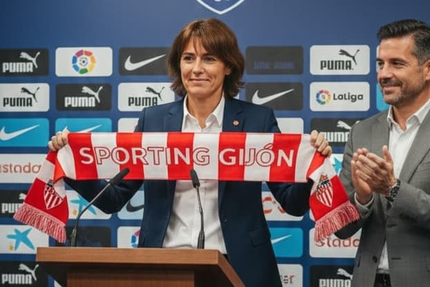 Tenho o prazer de anunciar uma nova fase de minha jornada, estou grata ao presidente do {@}[Asier Garitano 🧠/Sporting Gijón ✅](68b63ded6…