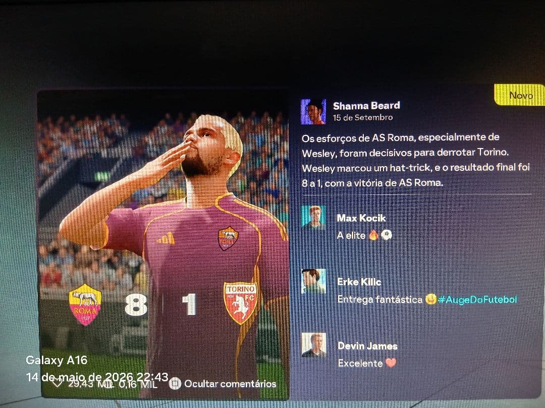 Jogando em nova posição, (PD) Wesley foi o destaque da nossa equipe contra o TORINO. Ja da pra sentir o dedo do MOURINHO ? 😂 Robinio Vaz…