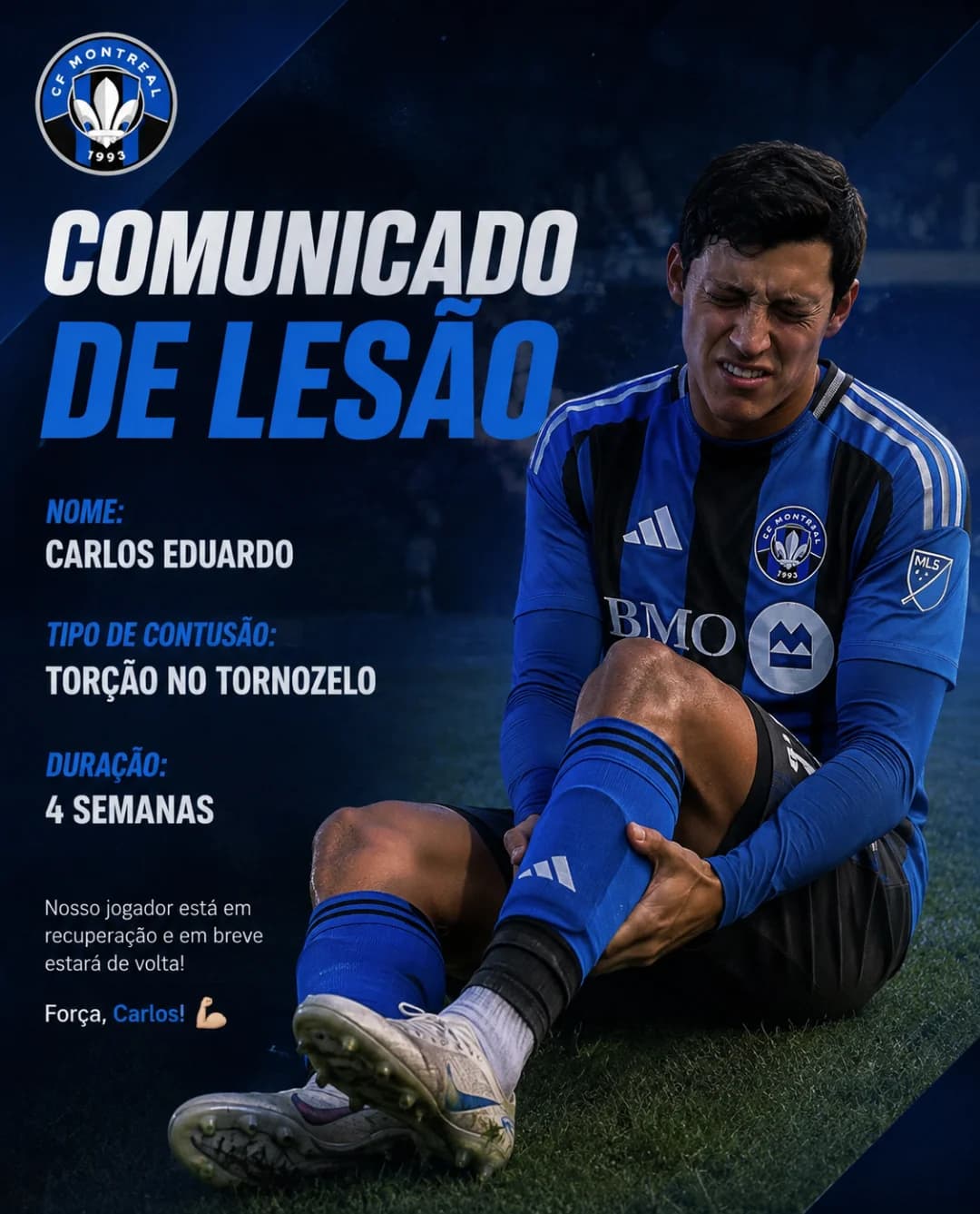 Hoje não foi o dia que eu esperava… 😔⚽️ Torção no tornozelo e 4 semanas fora. Agora é focar na recuperação, trabalhar duro e voltar aind…
