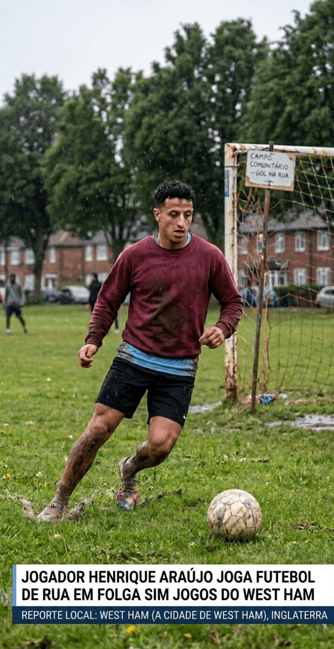 Jogador Henrique Araújo joga futebol de rua em Inglaterra em dia de folga sem jogos na semana do west ham e ele falou: "Jogar futebol de …