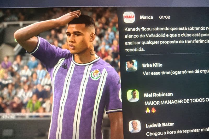 "Kenedy deixa o Valladolid e é vendido ao Espanyol por 1,9M€. Perdeu espaço no time, enquanto Heinrich, da base, brilha e mostra grande p…