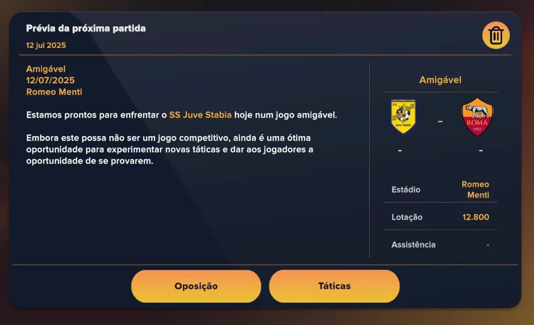 HOJE JOGA A ROMA 🦊🧡 ⚽ SS Juve Stabia x Roma 🏆 Amistoso ⏰ 15h00 (horário de Vicenza)| 10h00 (horário de Brasília) 🏟️ Stadio Romeo Menti