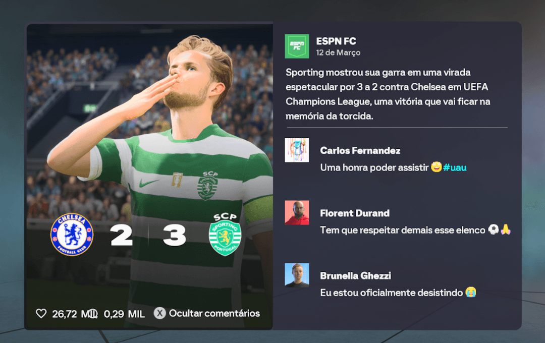 O triunfo por 3 a 2 sobre o Chelsea repercutiu entre torcedores e veículos esportivos. A equipe portuguesa demonstrou personalidade, supe…
