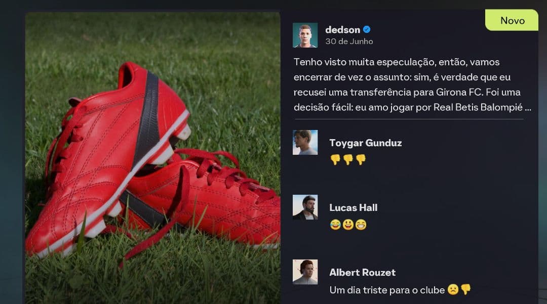 Printou virou notícia!!!! A novela de Dedson JR esta encerrada, ele acabou renovando o contrato com o Real Betis