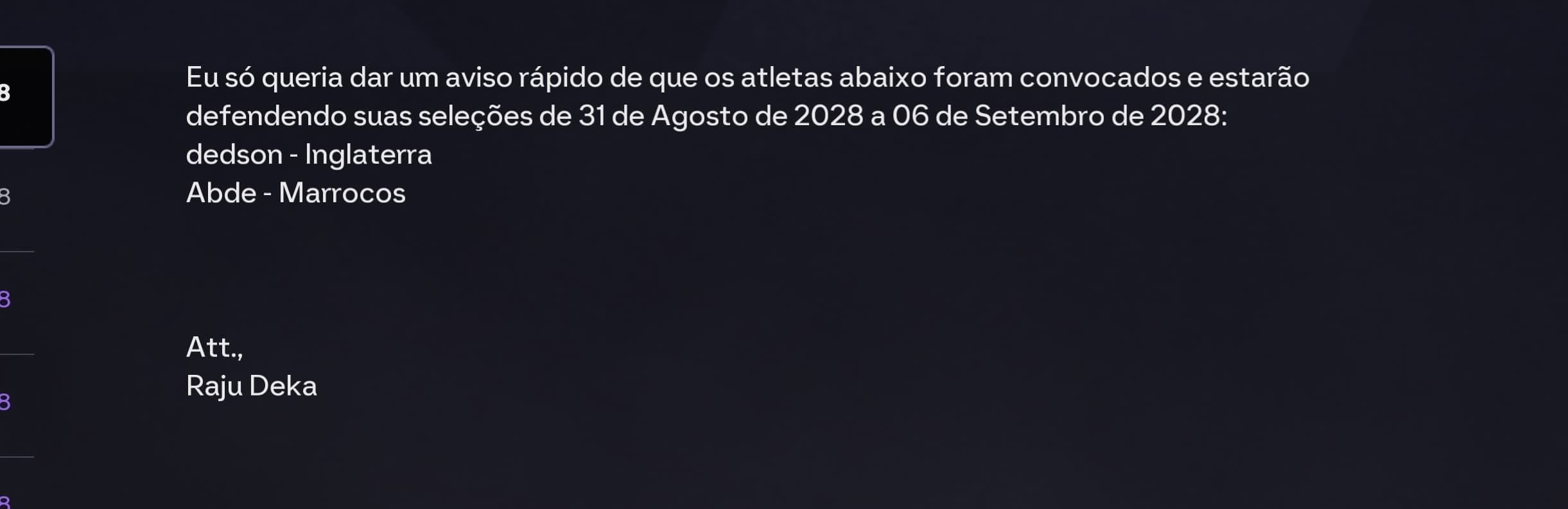 Não tenho palavras para descrever o momento q estou vivendo agr, finalmente vou poder honrar uma nação, finalmente fui convocado paar sel…
