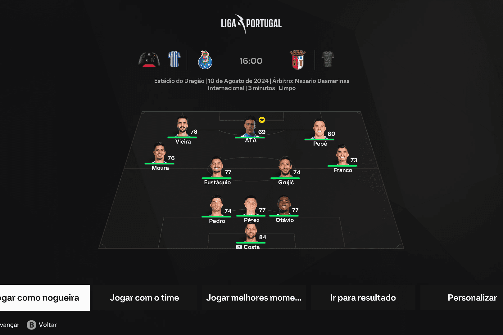 meu primeiro jogo da liga e parece que já conquistei a confiança do técnico