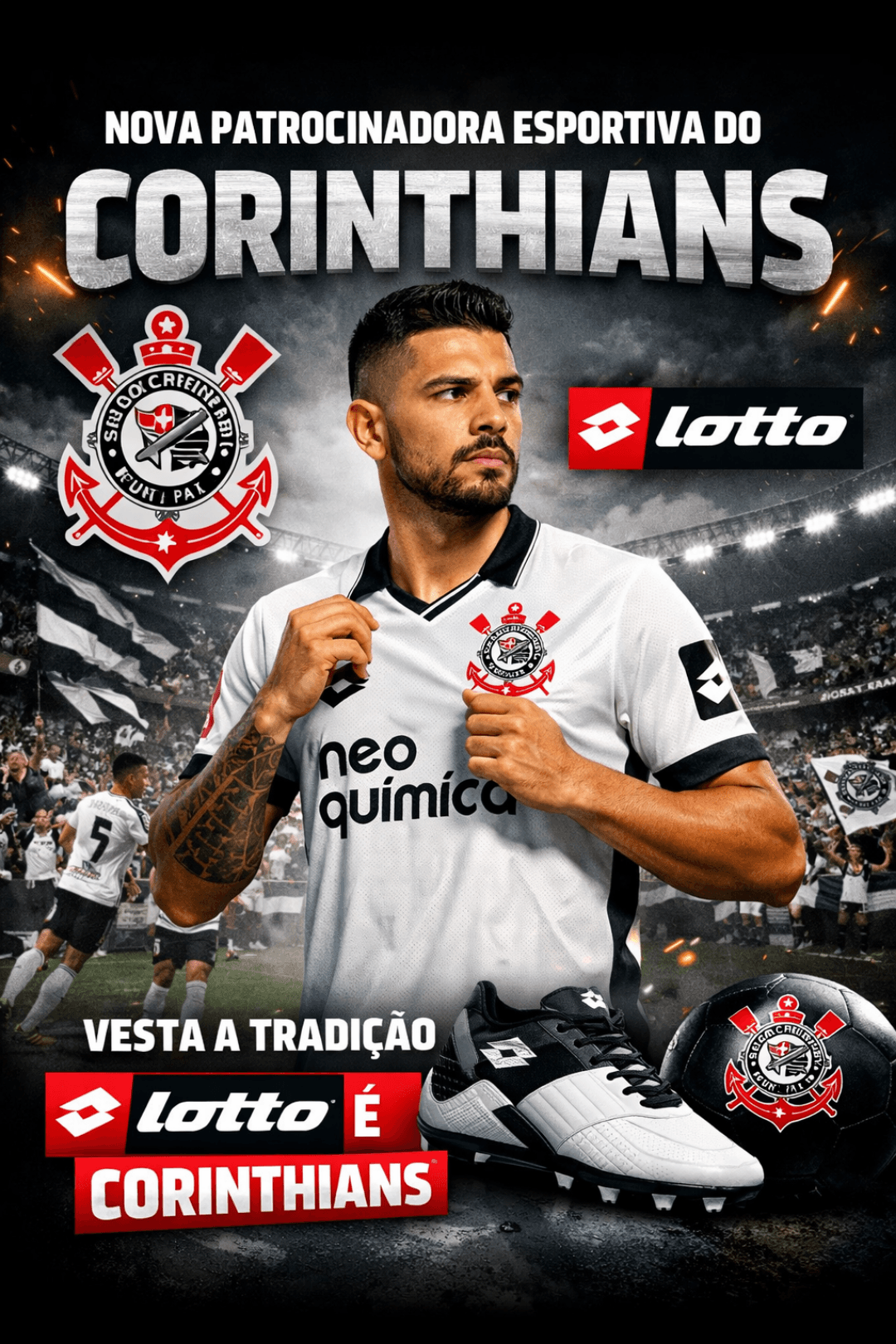 É oficial! A Lotto anuncia que o Corinthians treinado por {@}[Craque Neto Técnico](69a4771c72b8ee80456ee9f3) é a mais nova equipe patroci…
