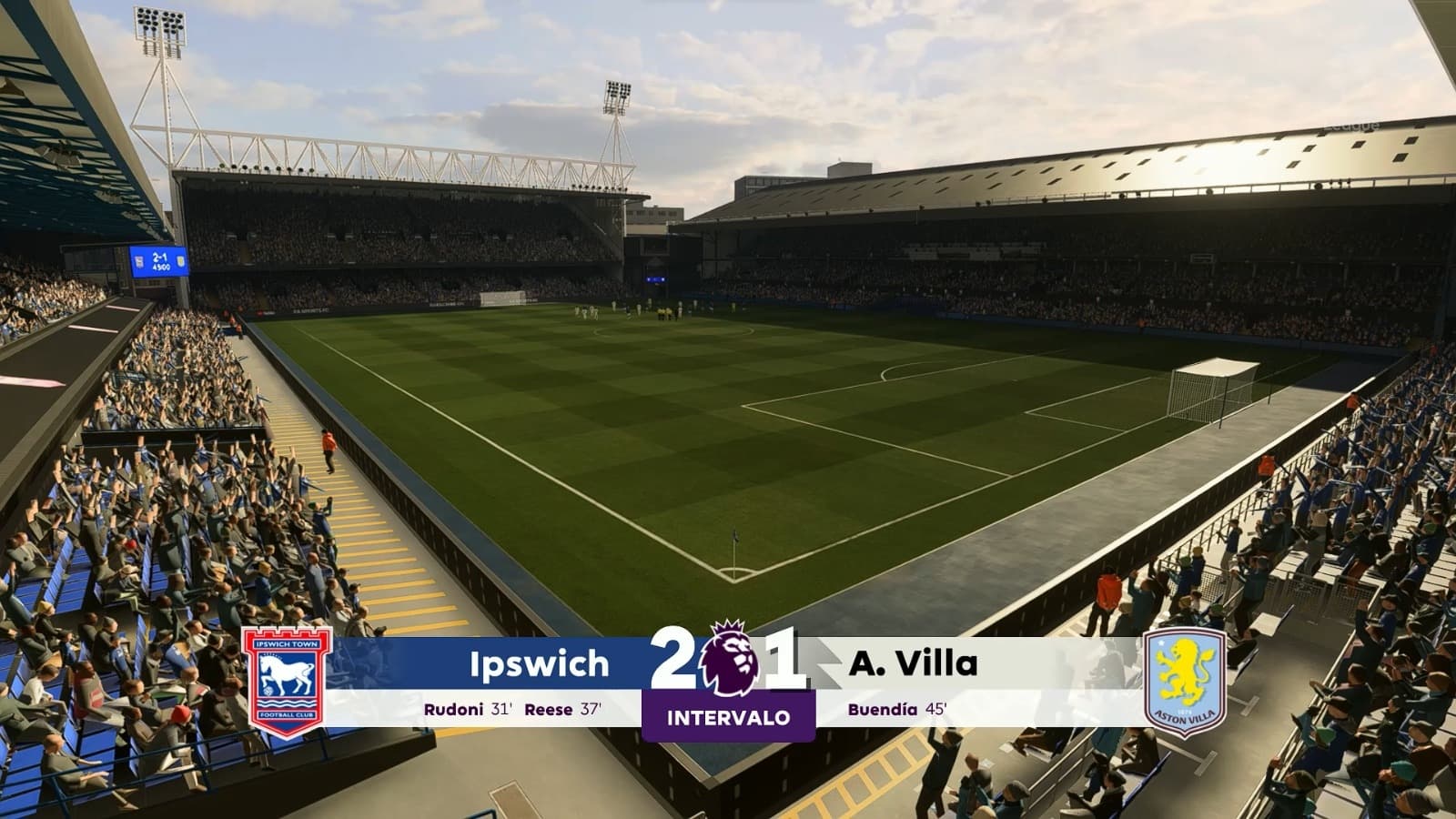 VANTAGEM NO DESCANSO! O Ipswich dominou com gols de Rudoni e do estreante Reese . O Villa descontou com Buendía aos 45', mas a moral segu…
