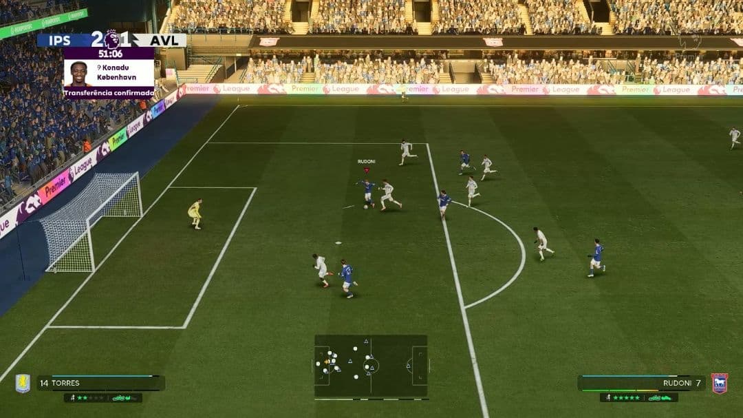 POR UM TRIDIZ! Jack Rudoni teve a chance de ouro para anotar seu segundo gol e o terceiro do Ipswich logo no início da etapa final. Em jo…
