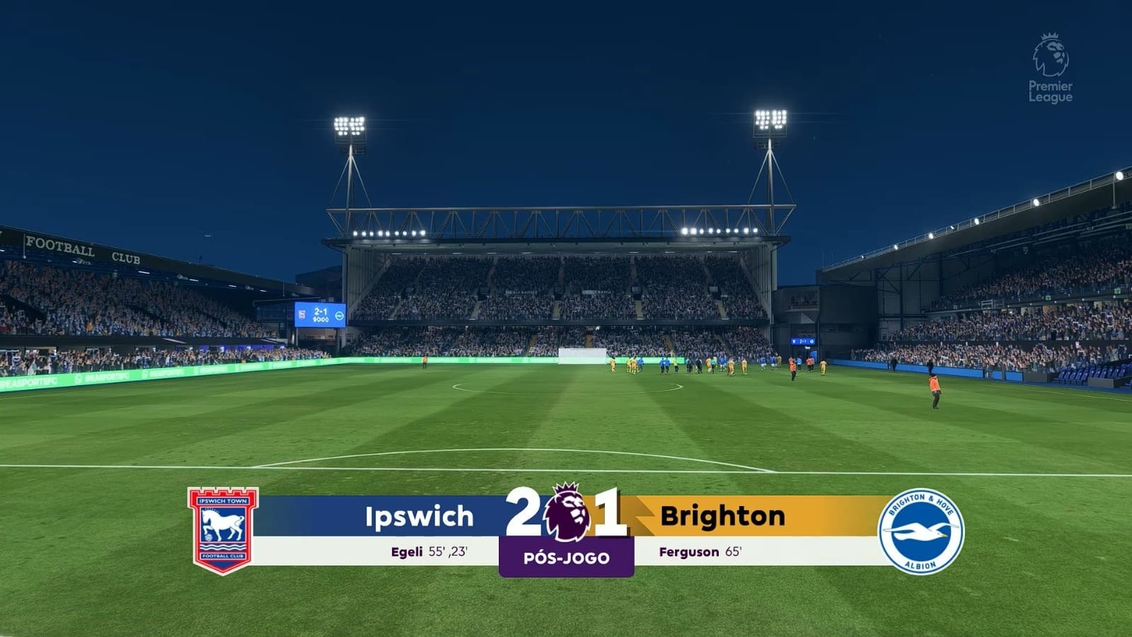 O Ipswich Town garante os 3 pontos em uma tarde inspirada de Egeli, que balançou as redes duas vezes! O Brighton descontou com Ferguson n…