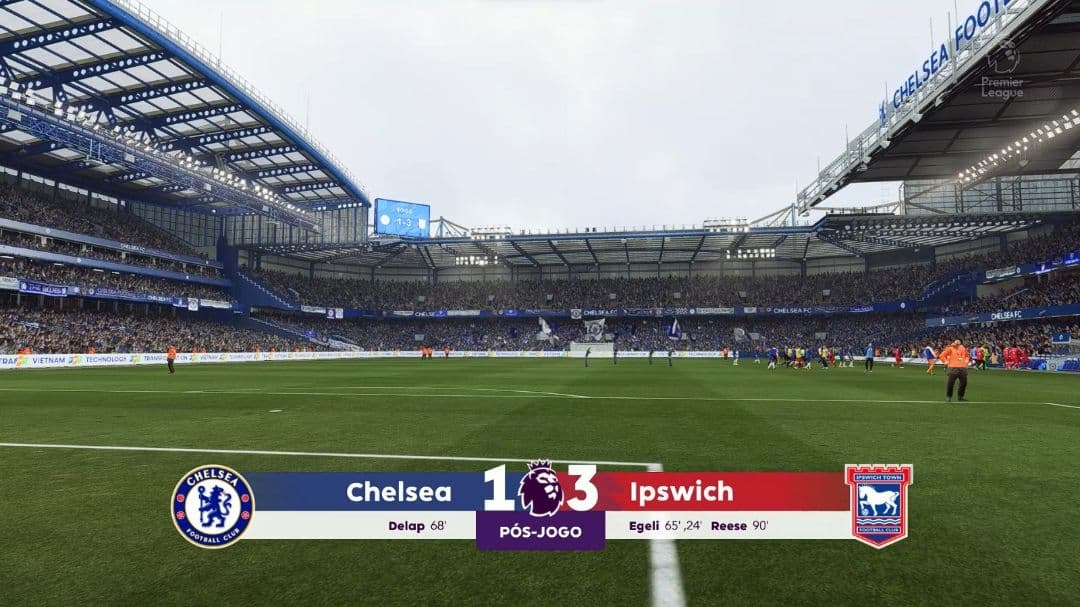 FIM DE JOGO, O IPSWICH FOI GUERREIRO E VEIO TIRAR OS 3 PONTOS DO CHELSEA FORA DE CASA!
