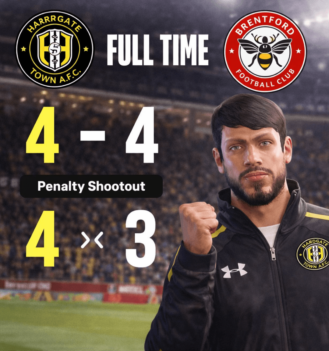 🔥 NOITE INSANA! 🔥 Que jogo histórico! 😱⚽ 4️⃣ x 4️⃣ 🎯 PÊNALTIS: Harrogate 4️⃣ x 3️⃣ Brentford Um verdadeiro espetáculo do início ao fi…