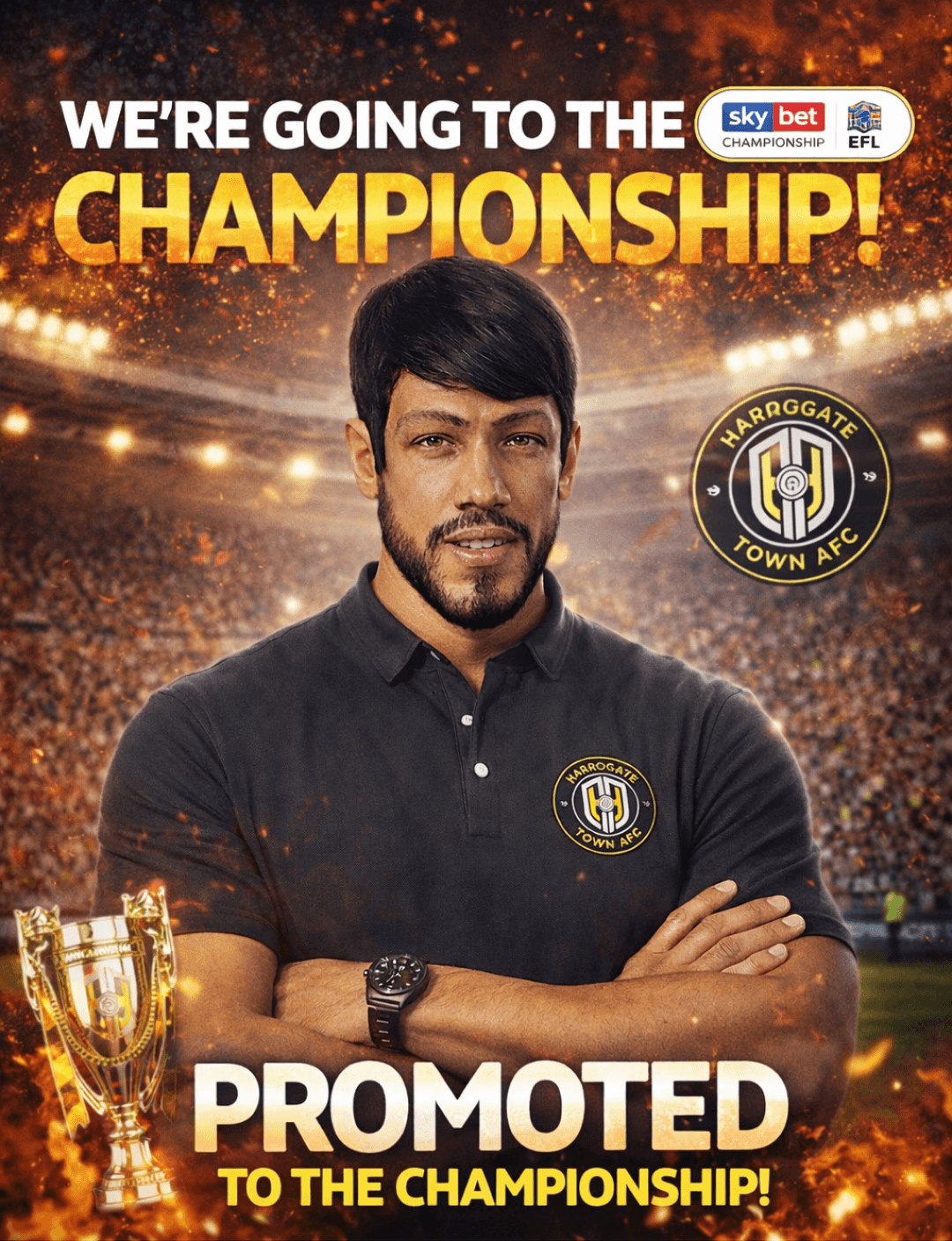 “Do impossível ao inesquecível. 💛🖤 A história está sendo escrita conquistamo o acesso à Championship! Isso é só o começo… 💪🔥 #Promote…