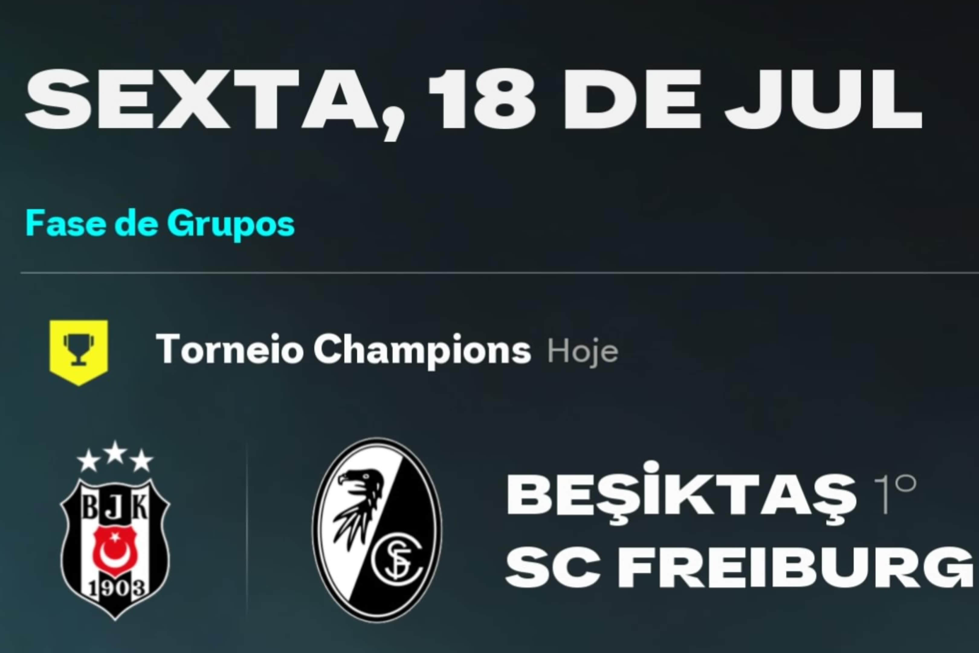 Hoje, Sexta-feira, 18/07/2025, Elianzo irá estrear no banco do Besiktas pela primeira vez contra o SC Freiburg! A torcida está ansiosa, t…