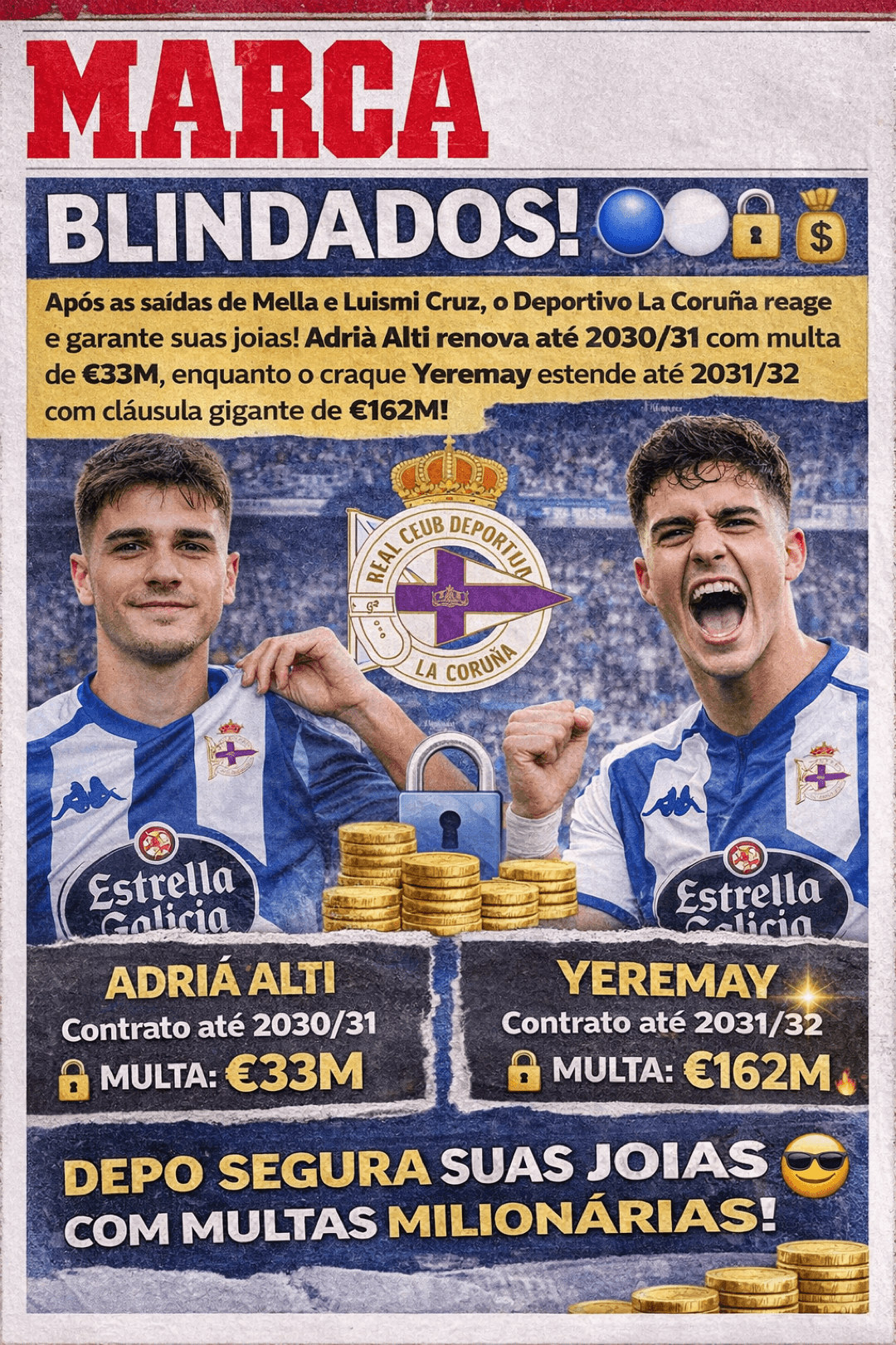 BLINDADOS! Após as saídas de Mella e Luismi Cruz, o Deportivo La Coruña reage e garante suas joias! Adrià Alti renova até 2030/31 com mul…