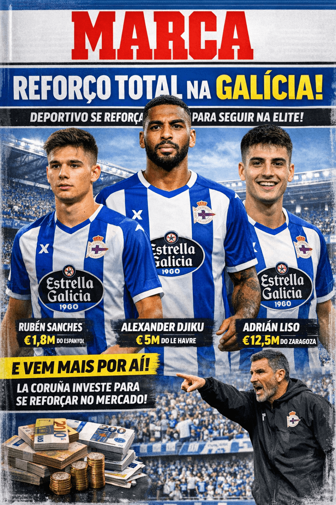 REFORÇO TOTAL NA GALÍCIA! De olho na permanência na elite, o Deportivo La Coruña inicia sua reformulação! Chegam Rubén Sanches (€1,8M), D…