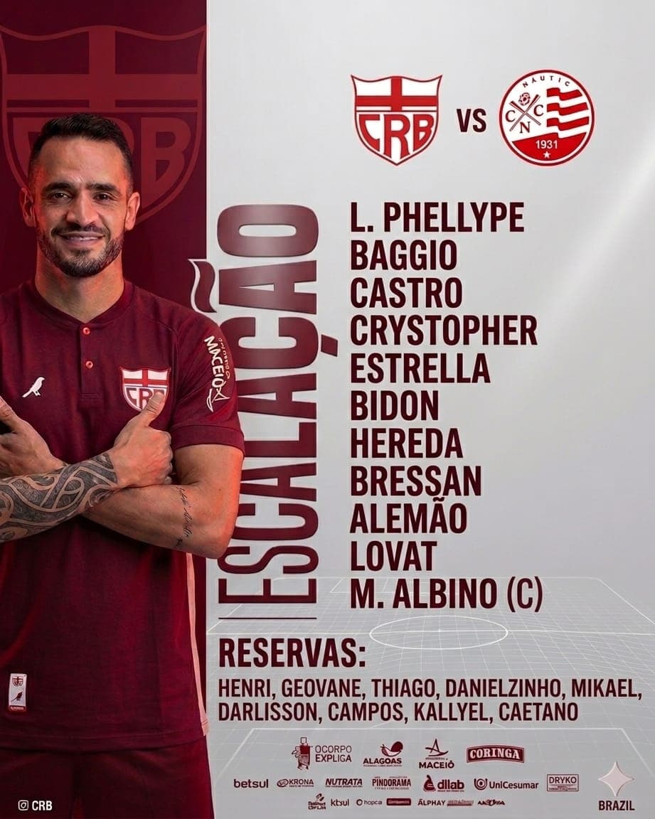 🔴⚪️ ESCALADOS! Os 11 escolhidos para a última rodada da Copa do Nordeste estão definidos! 🐔🔥 ⚔️ CRB x Náutico 🏆 Copa do Nordeste É ho…