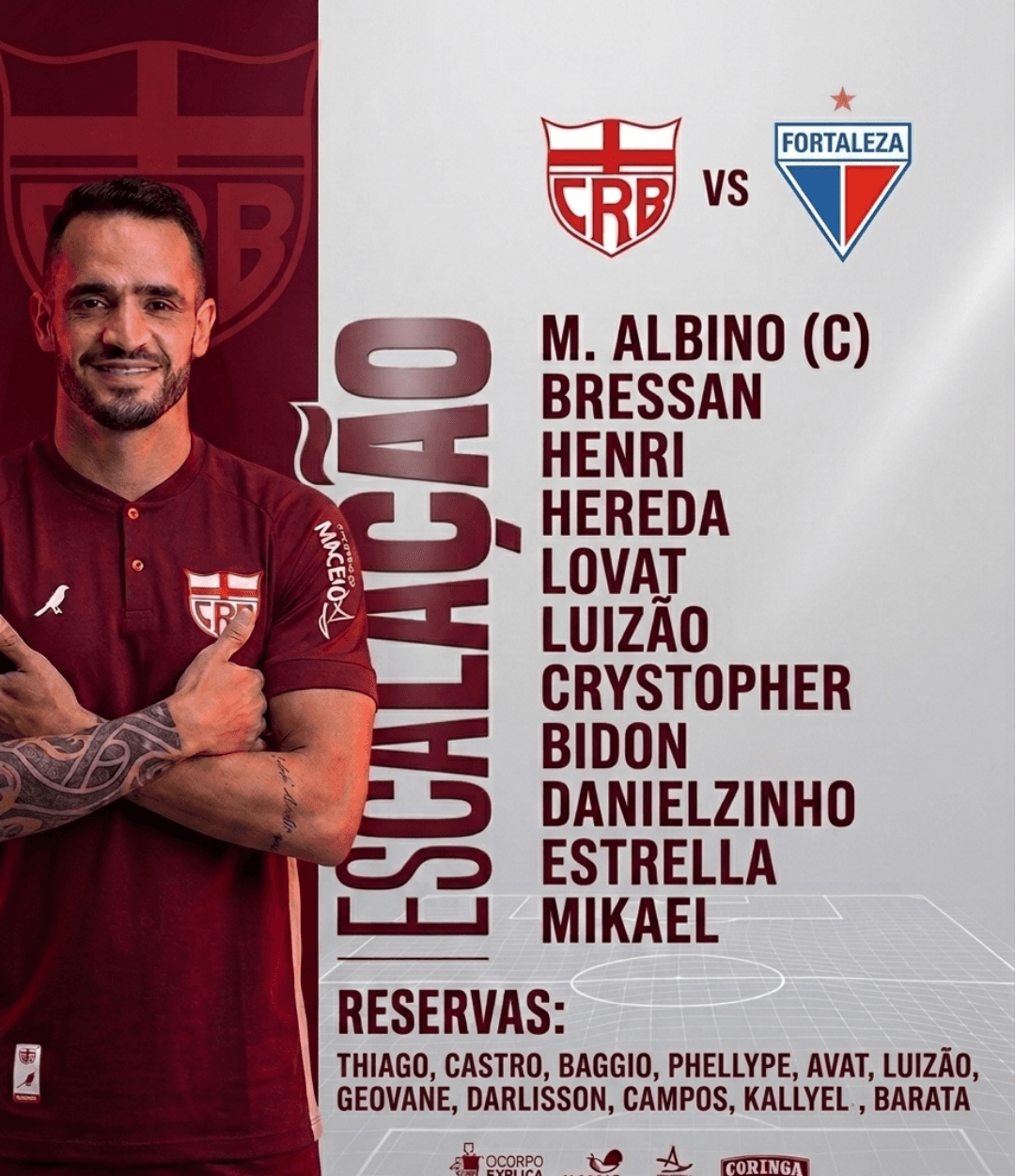 🔴⚪ ESCALADOS! 📋 Os 11 escolhidos para semifinal da Copa do Nordeste estão definidos! 🐔🔥 ⚔️ CRB x Fortaleza 🏆 Copa do Nordeste Vamos …