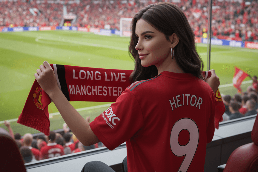 Estou por aqui hoje, vendo meu maior fã 😍 jogar ⚽ ❤️🖤 #LongLiveManchester