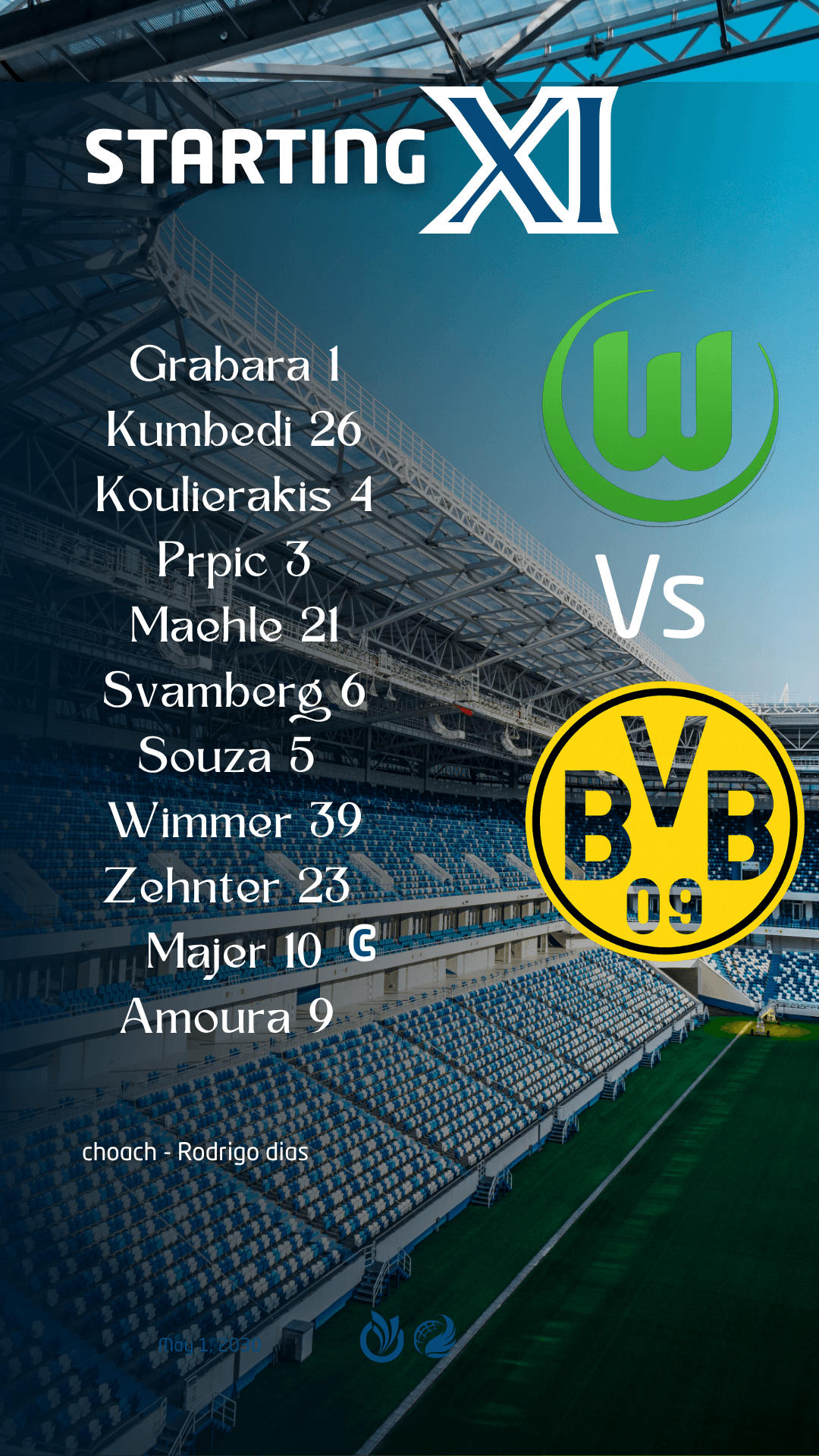 Escalação para o jogo frente o Borussia Dortmund temos invictos e não vai ser eles que nos vão parar 💚🤍