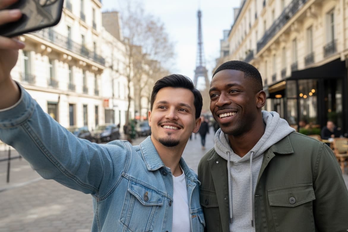 Encontrei meu parceiro de equipe dembélé enquanto estava passeando pelas ruas de Paris.