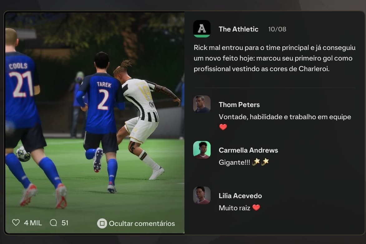 Com a estreia no time titular, o primeiro gol de muitos, estou bastante feliz com minha performance