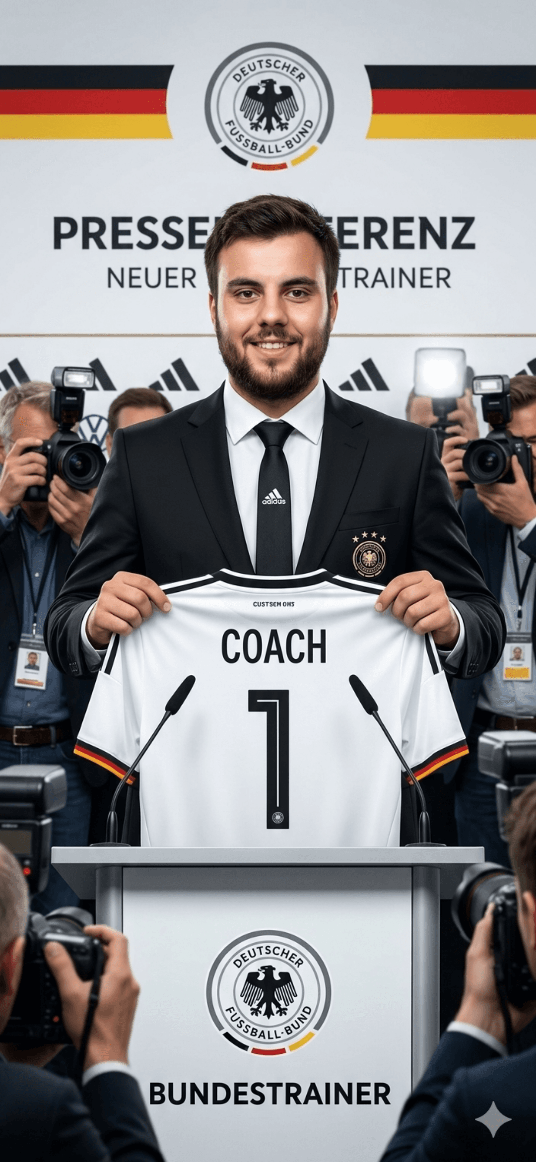 Aceito o desafio de comandar clube e seleção!! Muito feliz em assumir o comando técnico da seleção Alemã de futebol!!!