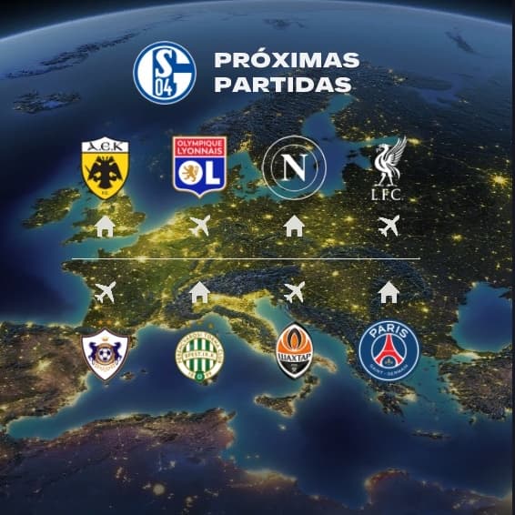 O sorteio da fase de liga da UEFA Champions League foi feito. E esses serão nossos adversários pela frente! #Schalke04 🔵⚪️