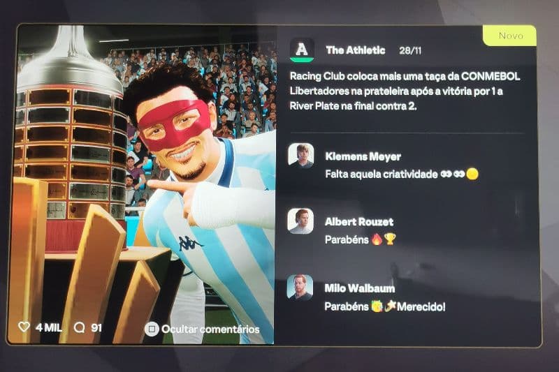 Nova Notícia! não vou sair do Racing na próxima temporada! Continuarei a trazer títulos e a bater recordes com vocês, Valeu, La Guardia I…