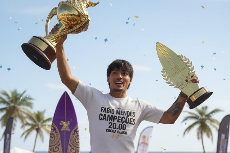 Sendo levantado pela torcida e os moradores de Cocoa Beach a nossa série se encerra com Fabio Mendes sendo o melhor surfista do campeonat…