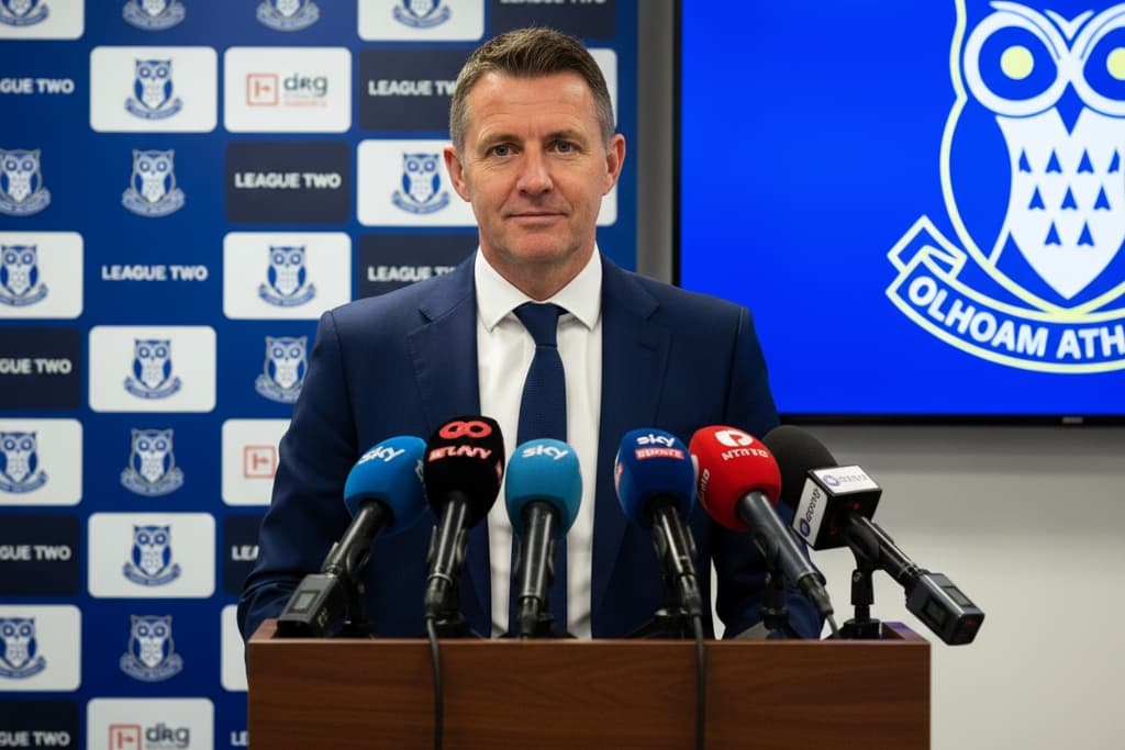 ​"Bom dia a todos. Naturalmente, ao assumir um clube com a história e a ambição do Oldham Athletic, somos confrontados com desafios. "