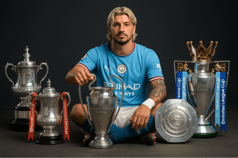 🏆 Temporada 34/35 — A mais lendária da carreira! 🇦🇷 Campeão da Copa do Mundo com a Argentina 🔵🏙️ 5 títulos com o Manchester City sob…