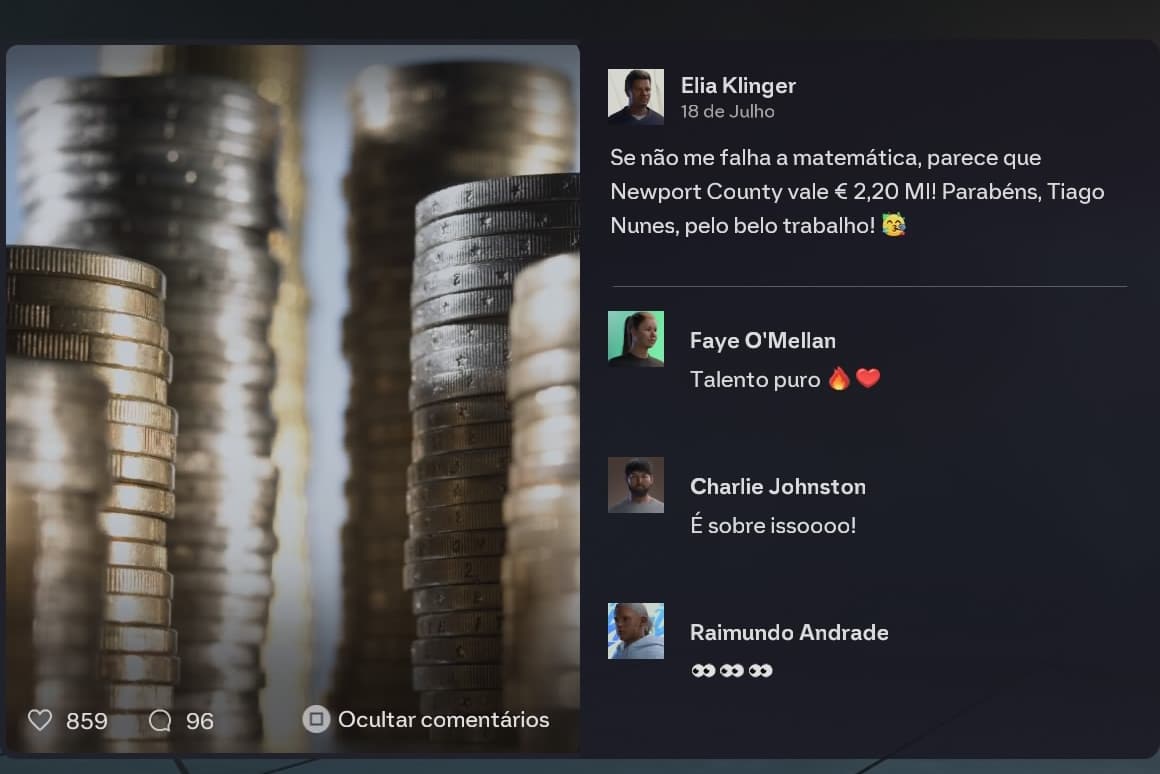 Parte financeira estamos no caminho certo com a venda de alguns jogadores.