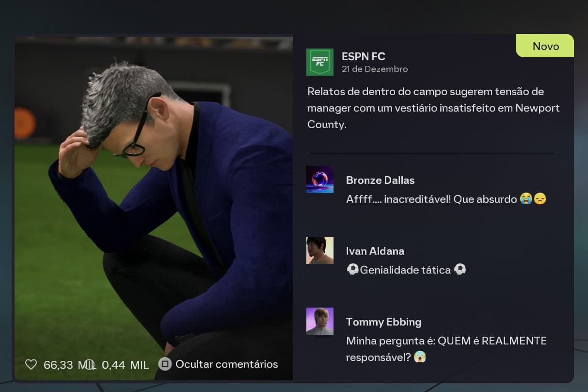 Na Última colocação poucos jogadores e sem dinheiro estou por um fio de ser demitido...