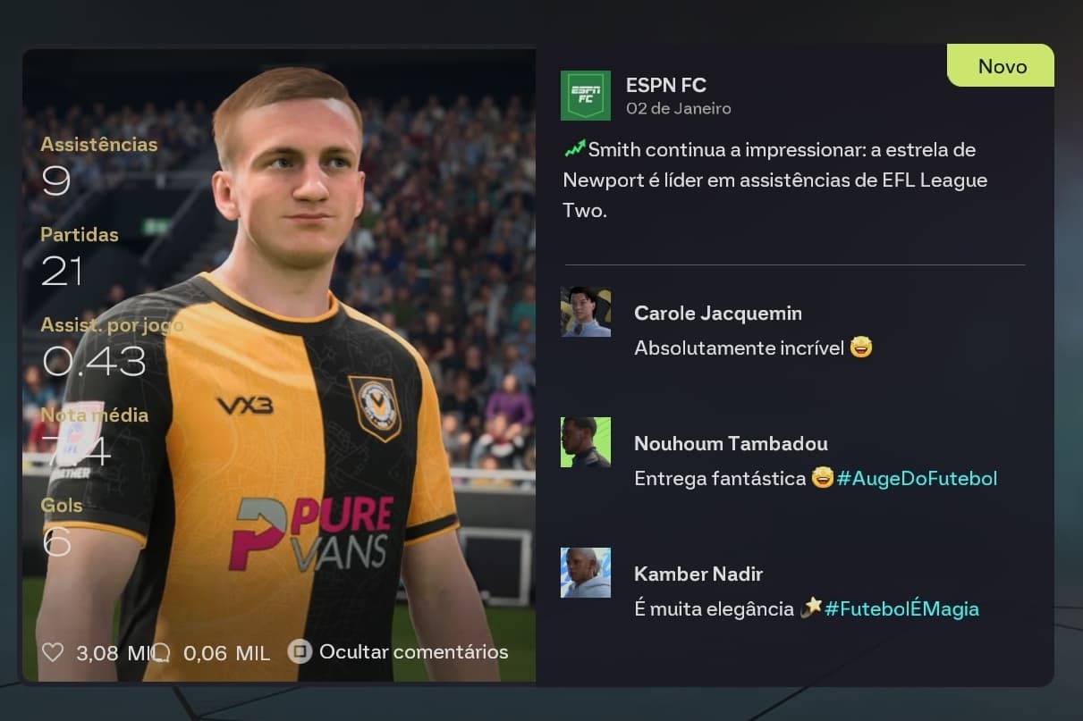 Nossa estrela camisa 8 de MC para MEI vem destruindo nos jogos.