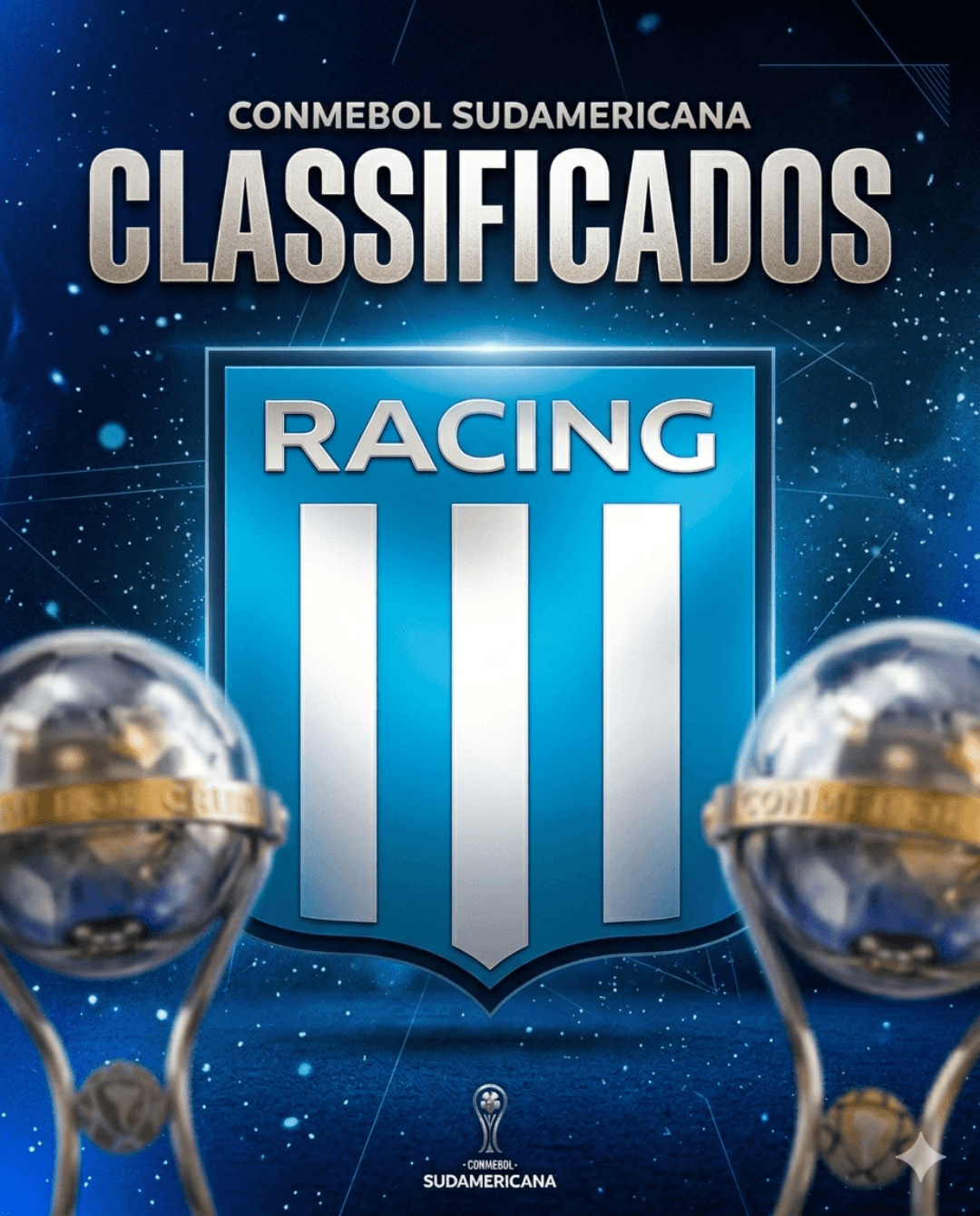 Classificados para semifinais da sudamericana! 🏆 +1 etapa concluída, pra cima Racing! 🩵🤍