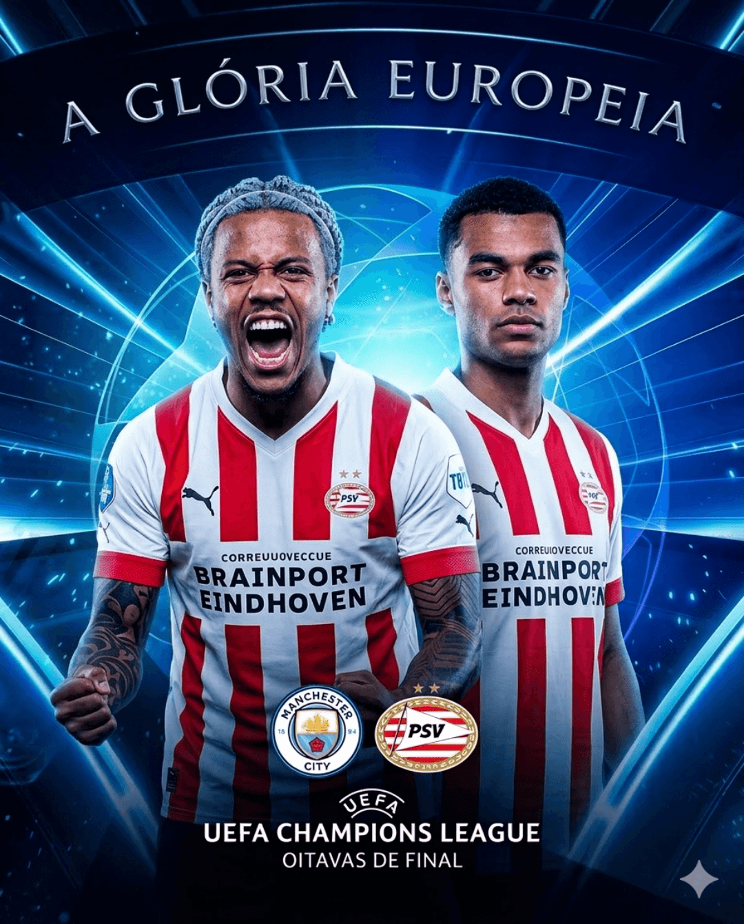 HOJE TEM PSV! 🔴⚪⭐ 🆚 Manchester City 🏆 Oitavas da UEFA Champions League 🏟️ Etihad Stadium Vamos em busca de uma grande noite europeia!…