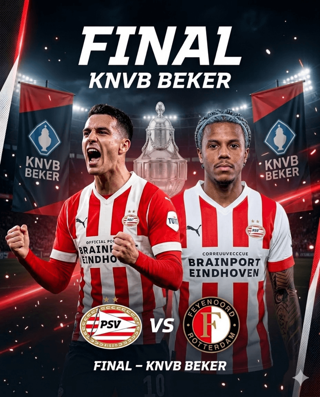 DIA DE FINAL!! 🏆🔥 PSV Eindhoven 🆚 Feyenoord 🏆 KNVB Beker — FINAL Tudo ou nada por mais um título! Vamos com tudo! 🔴⚪💪⚽