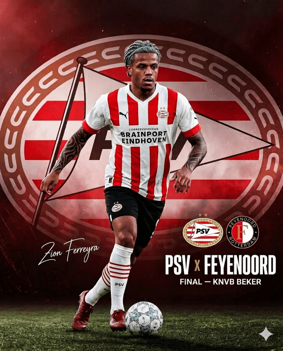 Dia de guerra! 👊🏽💪🏽 Hoje é dia de final da KNVB Beker. Vamos com tudo por mais uma conquista com o PSV Eindhoven. Pra cima!