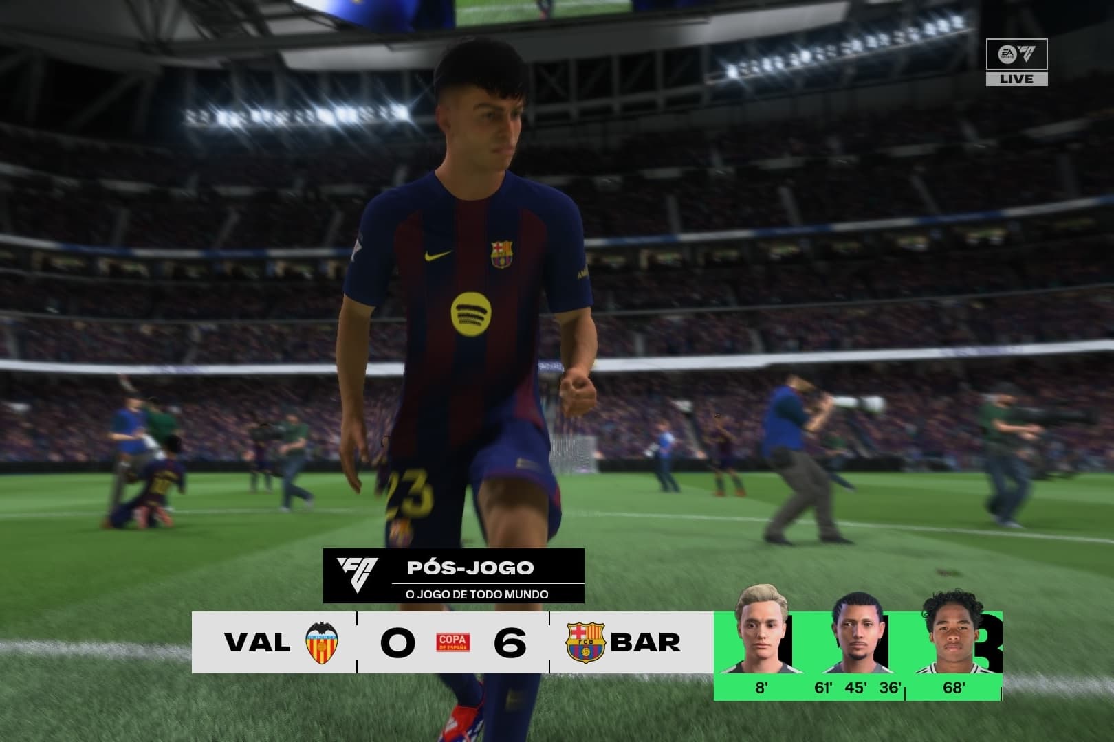 O Barça do {@}[Rubén Alonso](691a9745e4606fe67988e12e) é campeão da Copa del Rey! 6 a 0 no Valencia Com hat-trick e duas assistências do …