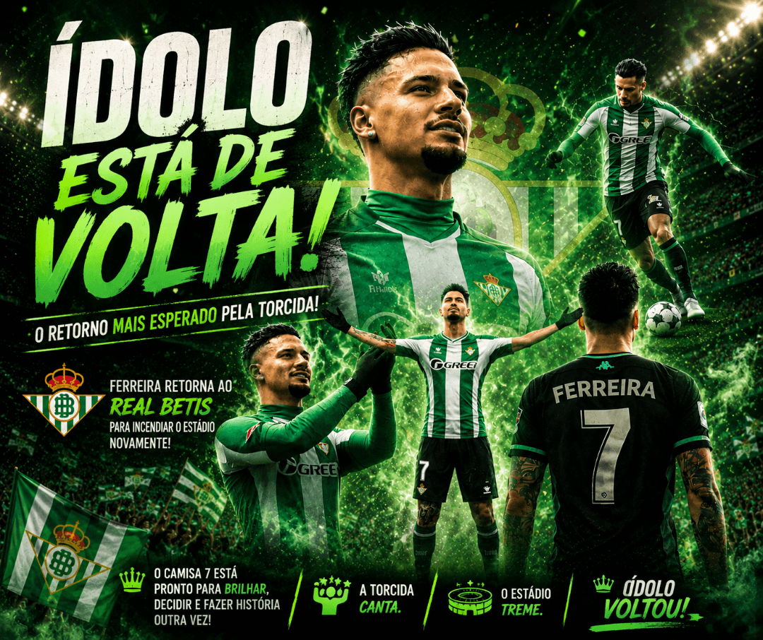 🔥💚 ÍDOLO ESTÁ DE VOLTA! 💚🔥 ⚡ O RETORNO MAIS ESPERADO PELA TORCIDA! ⚡ 🏟️ Ferreira retorna ao REAL BETIS para incendiar o estádio nova…