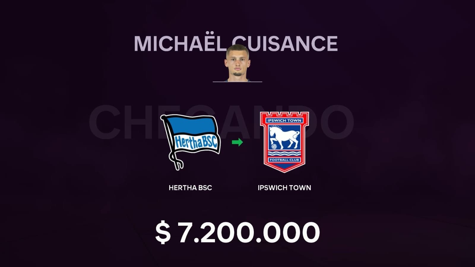 Novo Maestro na Área! 🇫🇷 Michaël Cuisance é do {@}[Ipswich Town](68e2b8b253b933facf635899)! O francês chega com status CRUCIAL aos Trac…